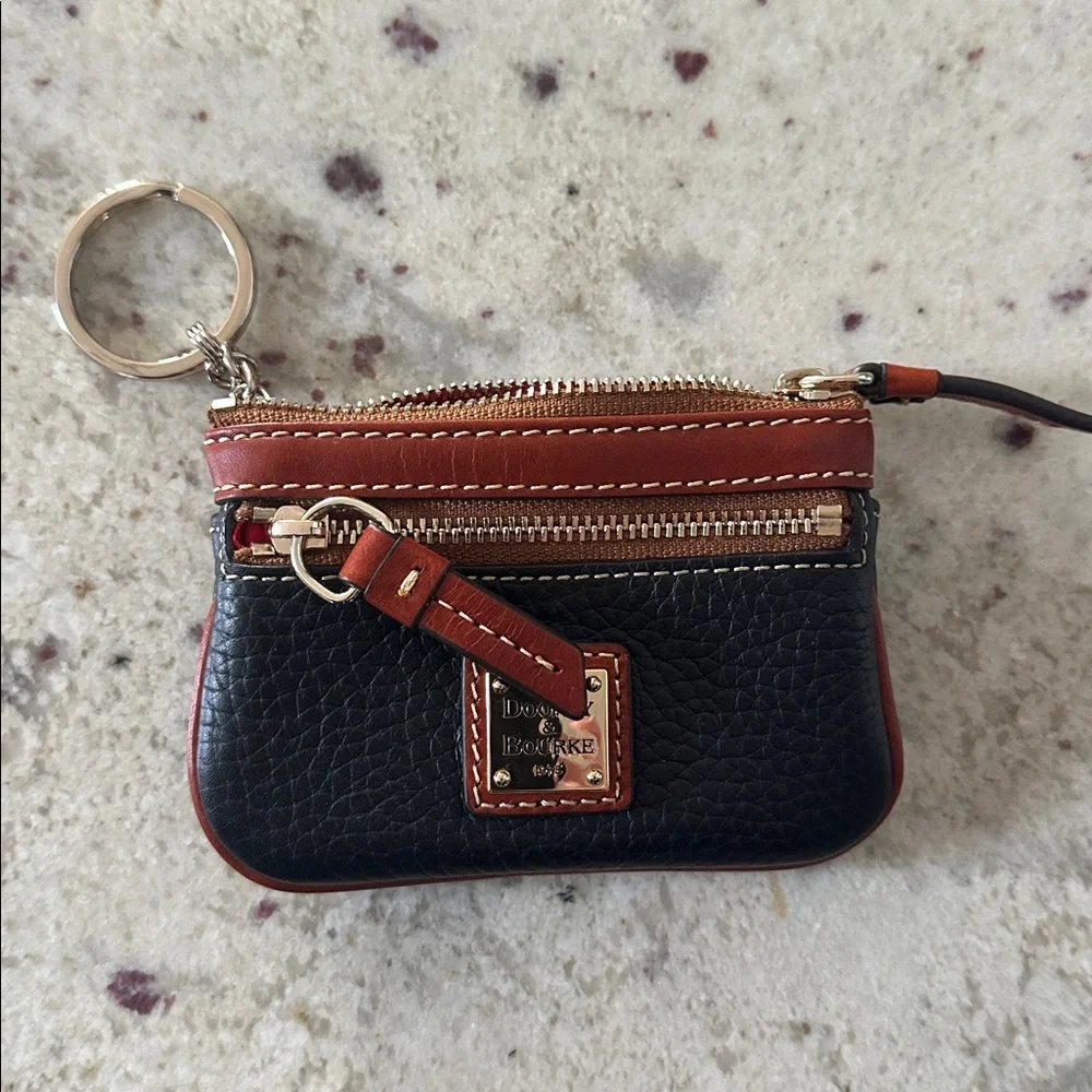 Dooney & Bourke Black and Tan Leather Coin Pouch - Picture 3 of 3